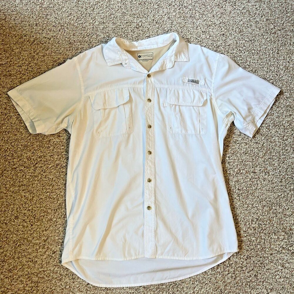 GH Bass Mens Explorer Button Up Shirt Size XL Soft White Vented Pockets Fishing